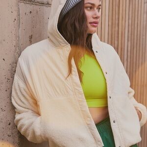 Aerie Cream Teddy Jacket with Hood